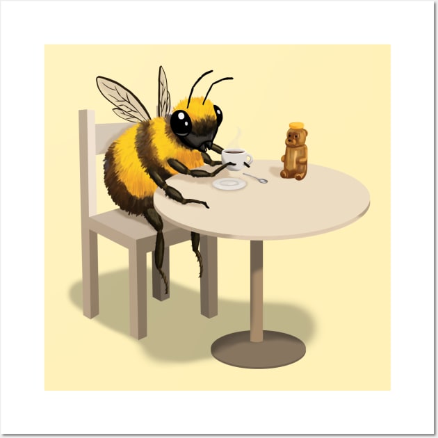 Bee Drinking Tea Wall Art by ThompsonTom Tees